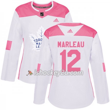 Dame NHL Toronto Maple Leafs Trøje Patrick Marleau 12 Adidas 2017-2018 Hvid Lyserød Fashion Authentic